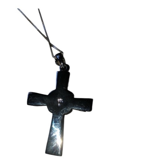 Sterling silver and black cross necklace - Picture 5 of 6